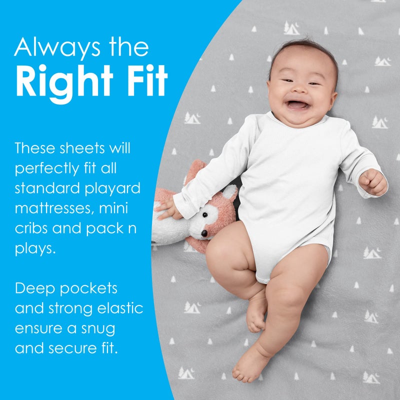 GrowWILD GROW WILD Pack n Play, Mini Crib Sheets 3-Pack | Soft Jersey Sheet Set for Boys or Girls | Playard Mattress, Pack and Play Sheets Fitted | Portable Bassinet Sheet - Woodland Nursery Decor - Image 3